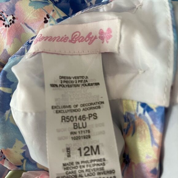 Bonnie Baby pastel blue, pink, gauze lining 2 pc dress set, brand new, - Picture 10 of 12